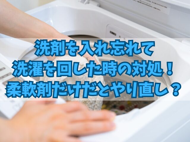 洗剤を入れ忘れて洗濯を回した時の対処！柔軟剤だけだともう一度やり直し？