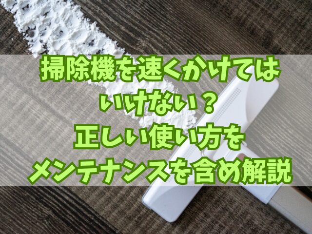 掃除機を速くかけてはいけない？正しい使い方をメンテナンスを含め解説